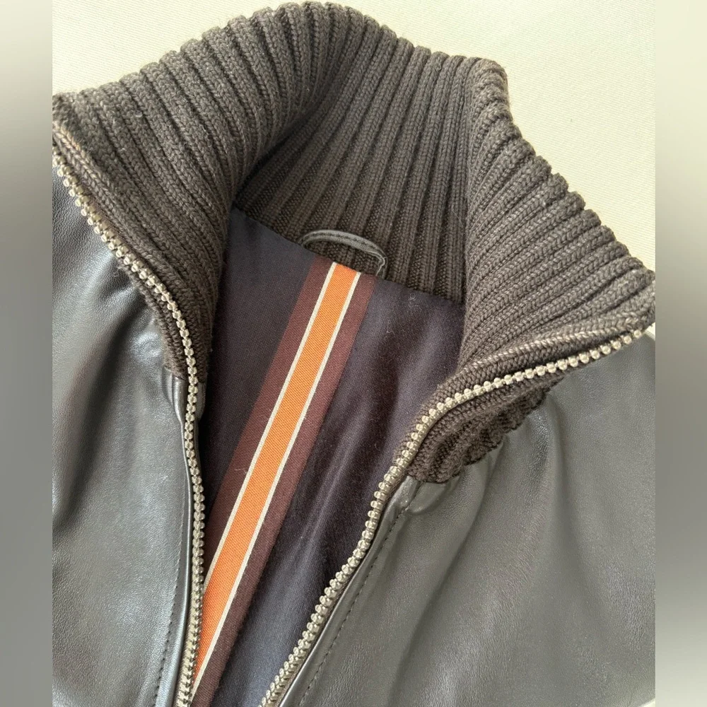 Fratelli Rossetti chocolate brown leather bomber jacket size S - Picture 4 of 12